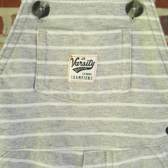 Worn once.Light grey & white striped overalls - Picture 2 of 3